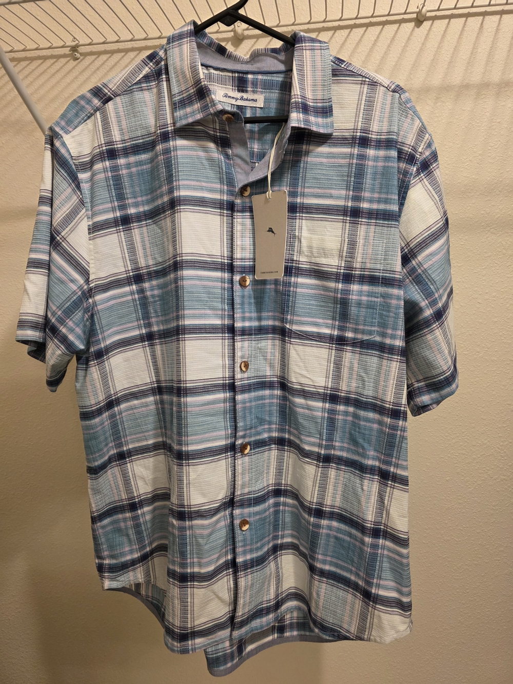 Tommy Bahama Blue Plaid Short-Sleeve Button-Up Shirt